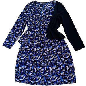 Noir Two Toned Abstract Midi Dress - Size Medium